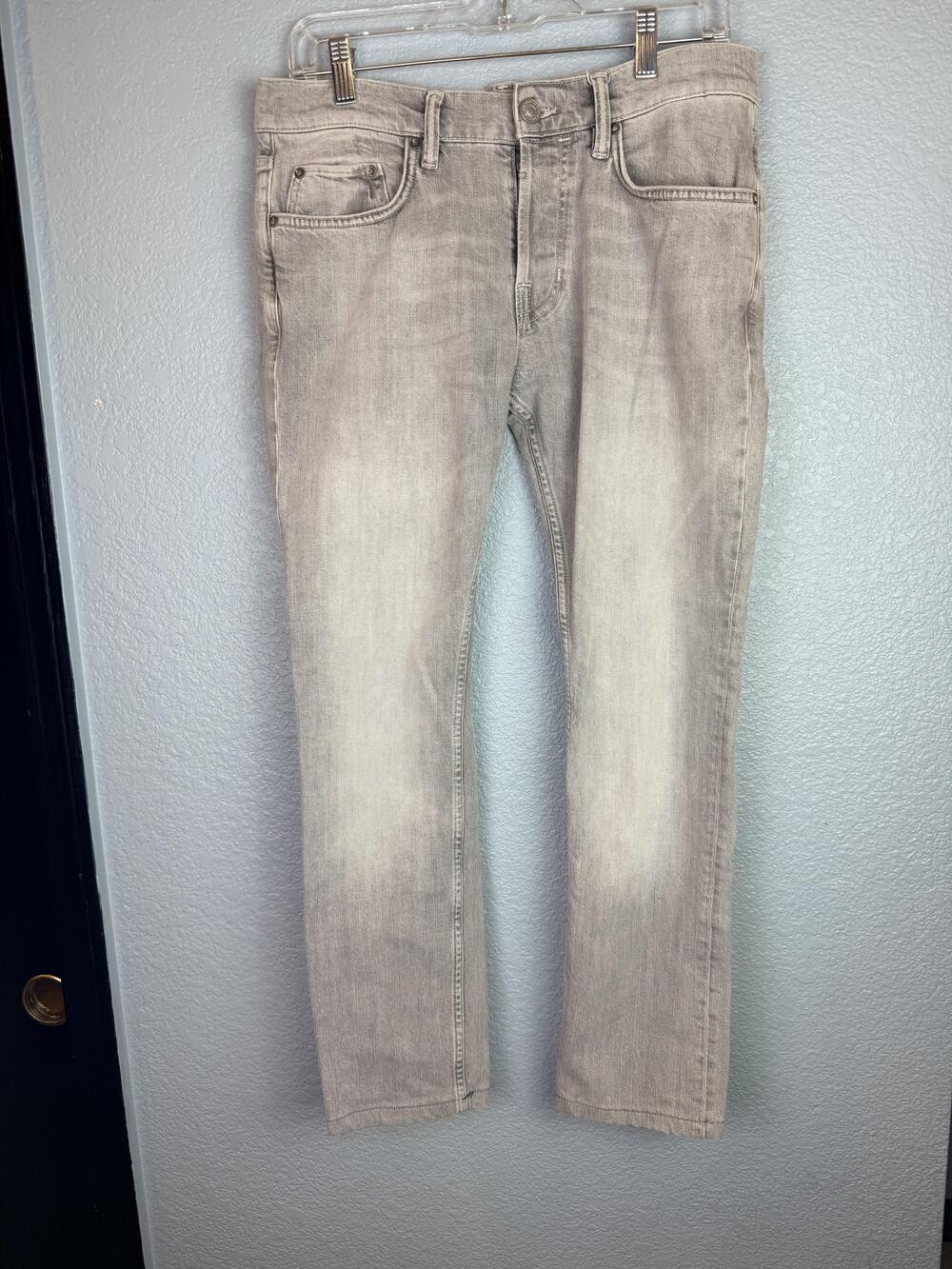 AllSaints Cigarette Jeans Mens 30x32 Gray Denim Slim Straight Button Fly Pants